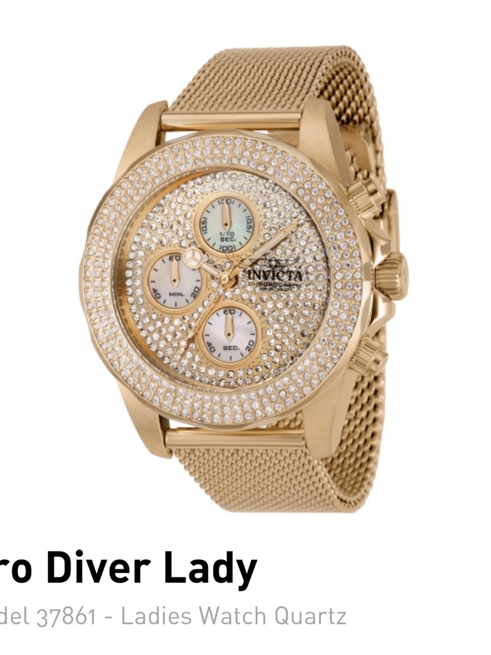 Invicta Gold Crystal-Embellished Mesh Bracelet Ladies Watch